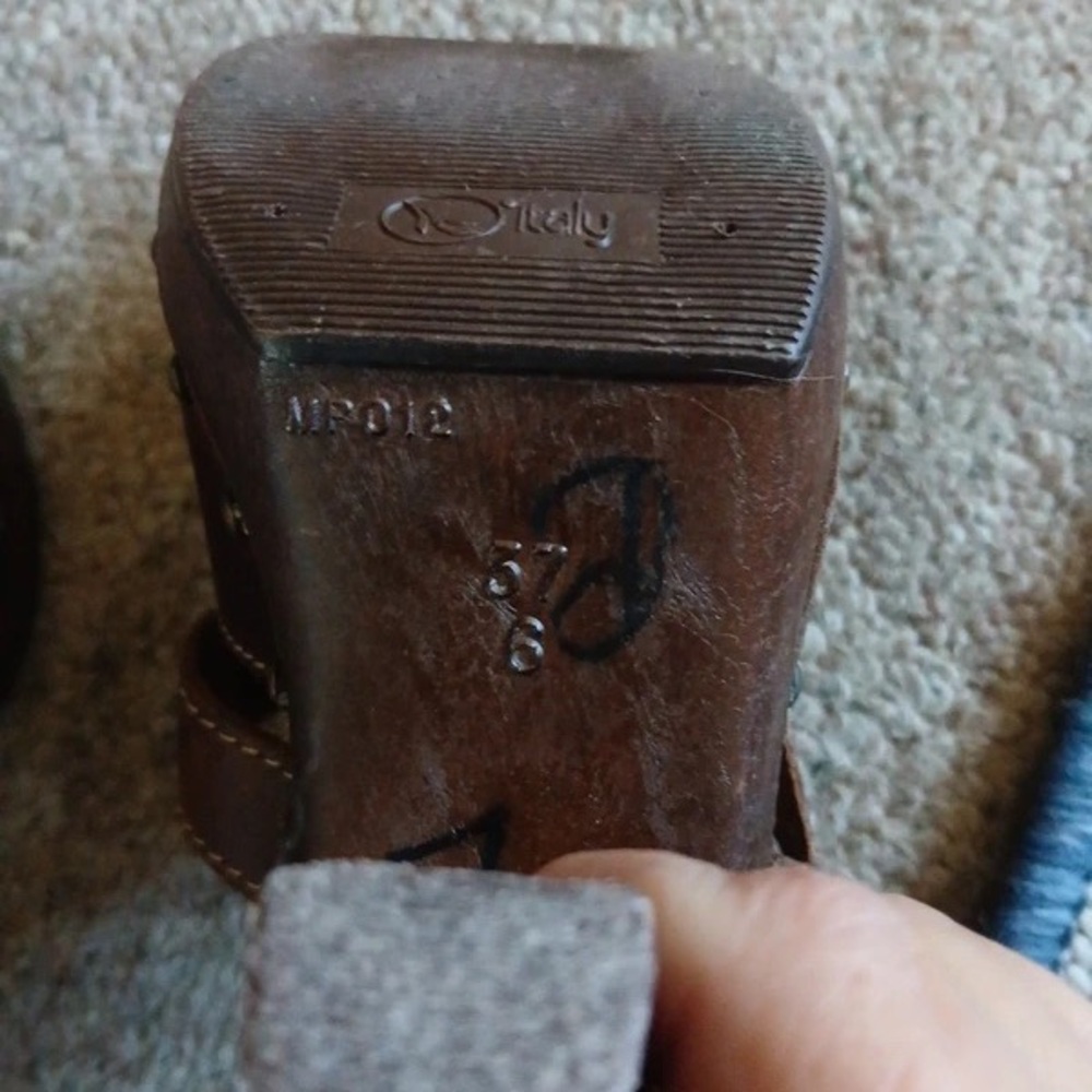 Brown Leather Women’s Heeled Clog Mules - Picture 3 of 3